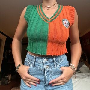 University of Miami cropped sweater vest